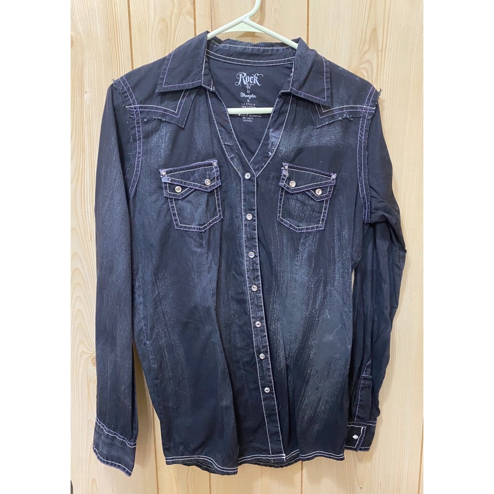 Rock by Wrangler Black/Purple Button Down Shirt